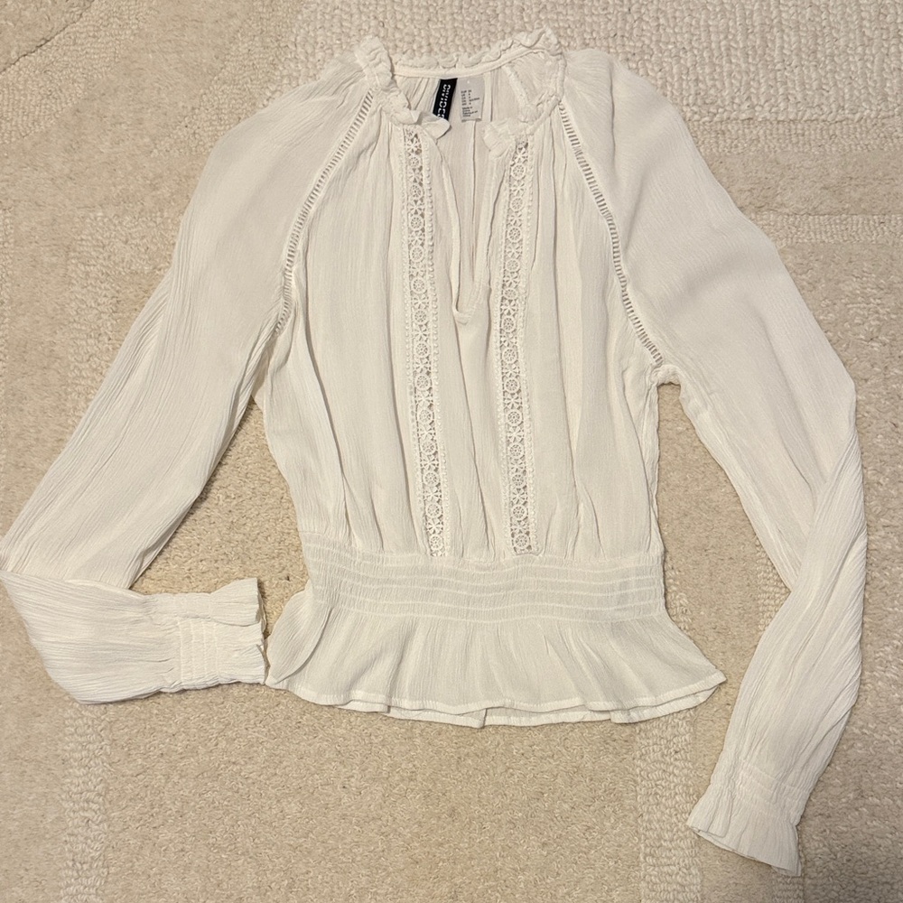 H&M Cream Blouse with Lace Detail